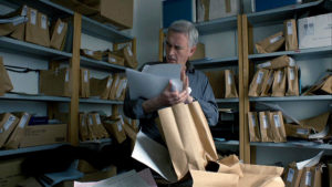 Steve overwhelmed by sorting through paperwork