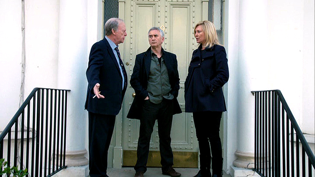 Sandra, Steve and Gerry discuss next steps on a doorstep